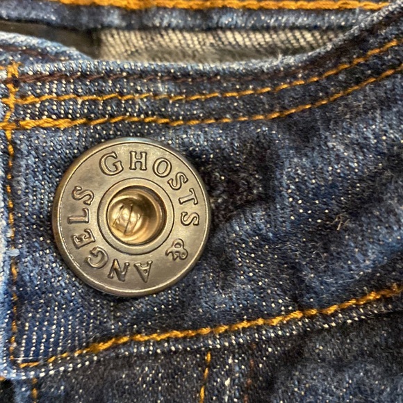Womens Ghosts & Angels dark Wash low rise zippered pocket size 1 jean bootcut - Picture 5 of 9